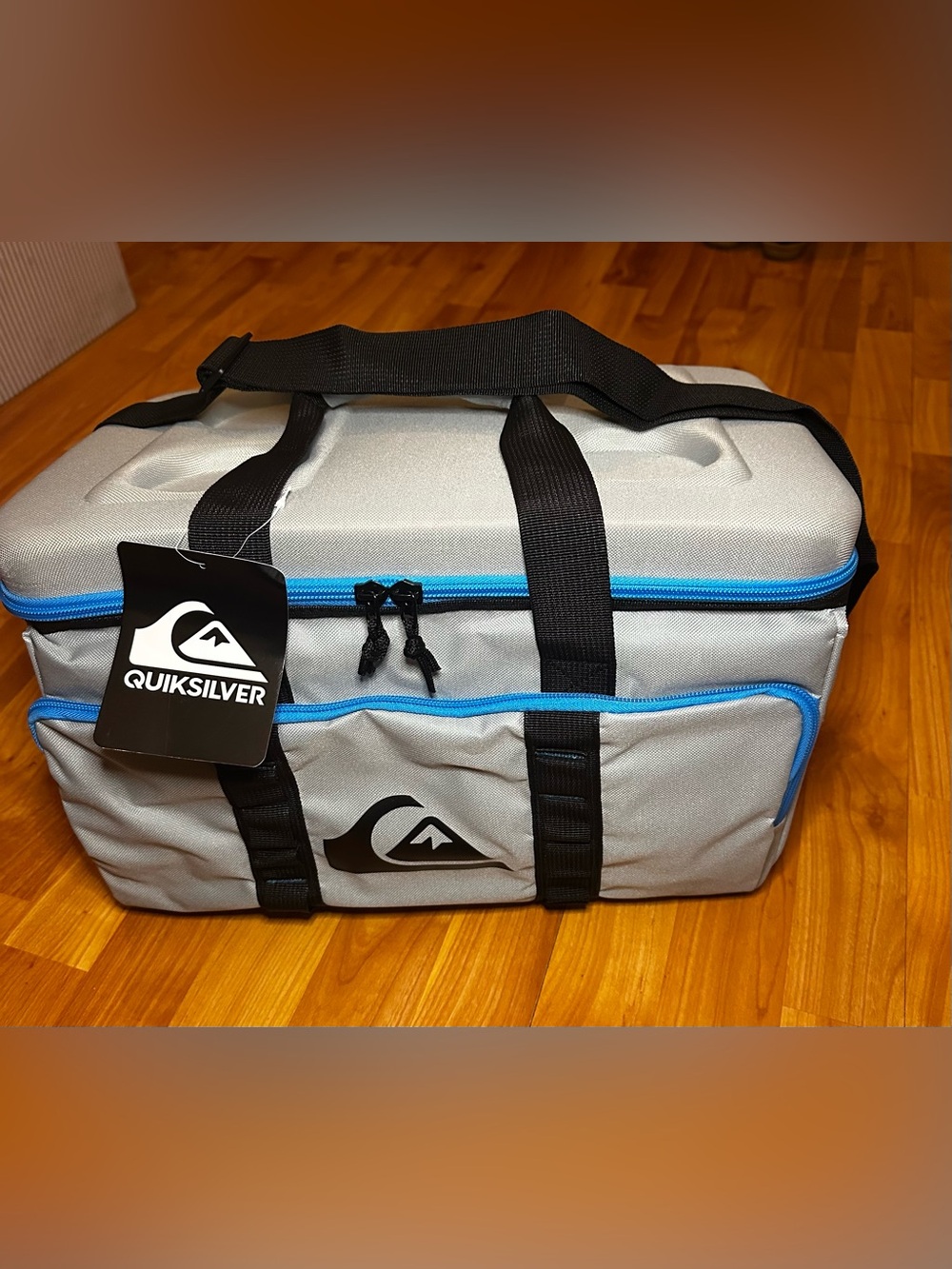 Quiksilver Gray and Blue Insulated Molded Top Collapsible Cooler Tote